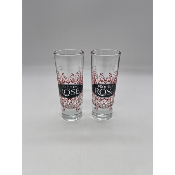 Tequila Rose 2 Shot Glasses Red & Black - Picture 1 of 2